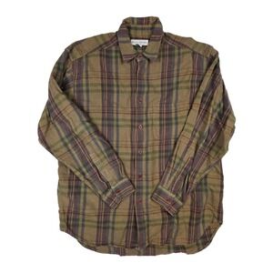 Banana Republic Olive Brown Green Striped Safari & Travel Shirt  Men's Size‎ L